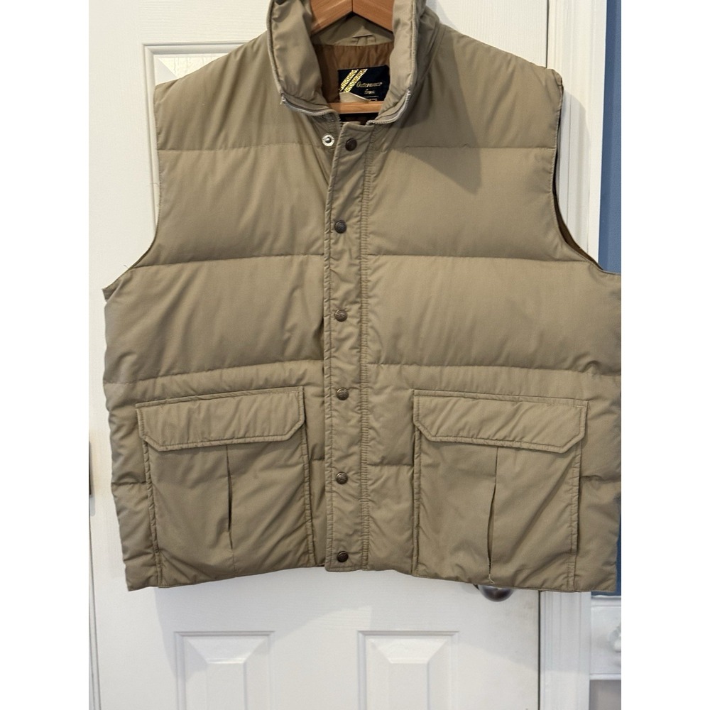 Sears Vintage Down Puffer Vest Beige Casual Minimalist Neutrals Classic
